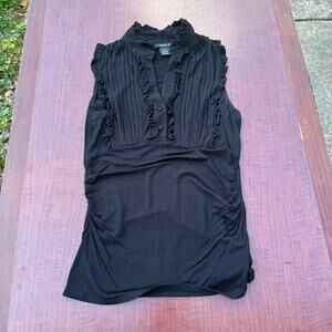 Arden B Black Ruffle Front Sleeveless Blouse - Size L